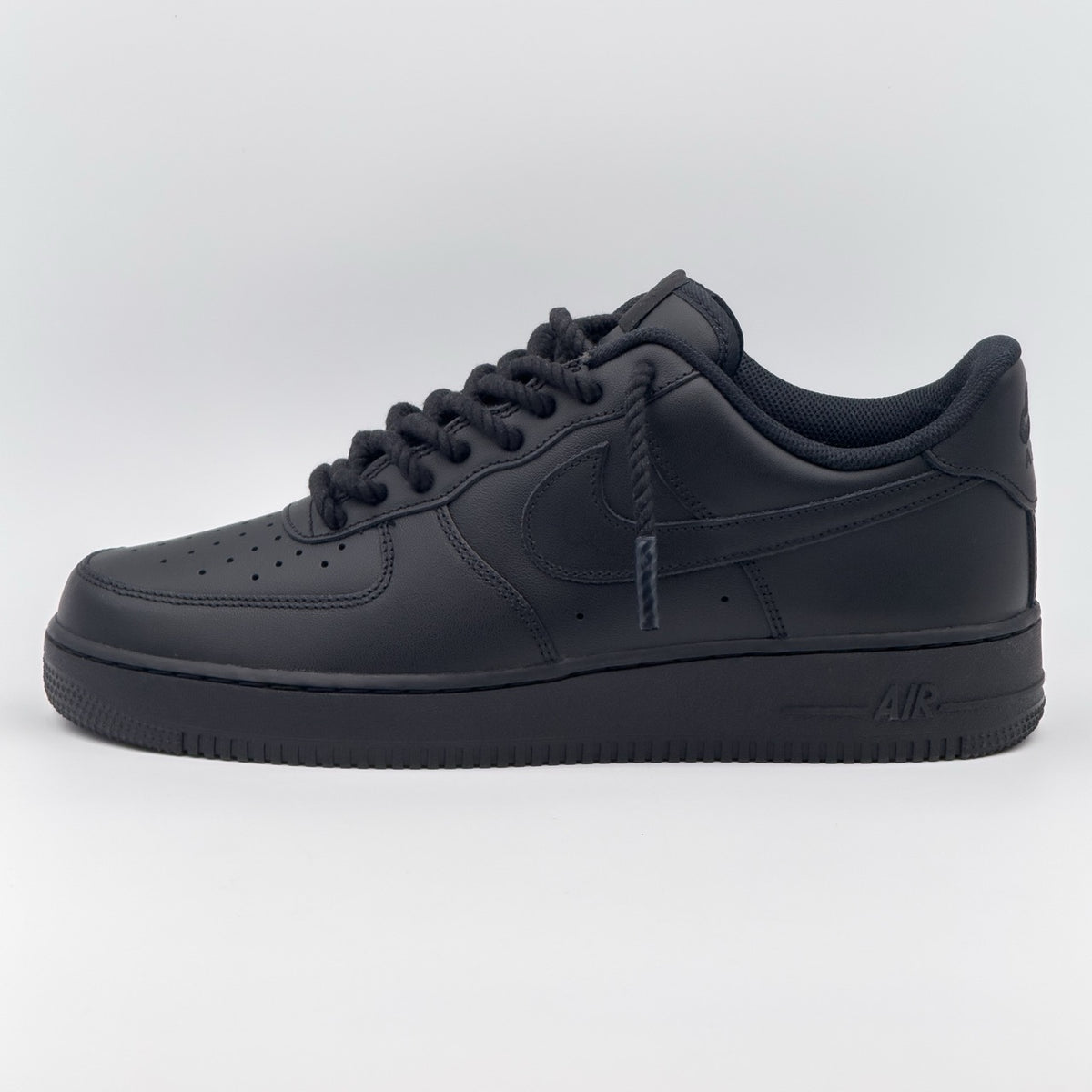 Custom Sneaker Nike Air Force 1 Mini Rope Laces - Black on Black