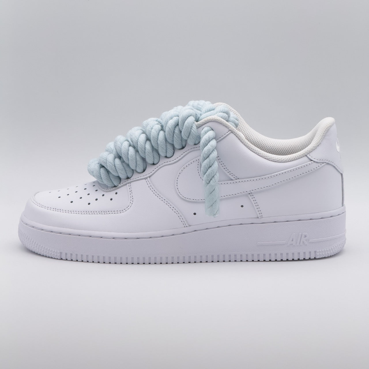 Custom Sneaker Nike Air Force 1 Rope Laces - Babyblau