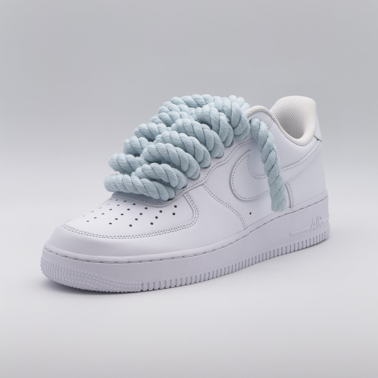 Custom Sneaker Nike Air Force 1 Rope Laces - Babyblau