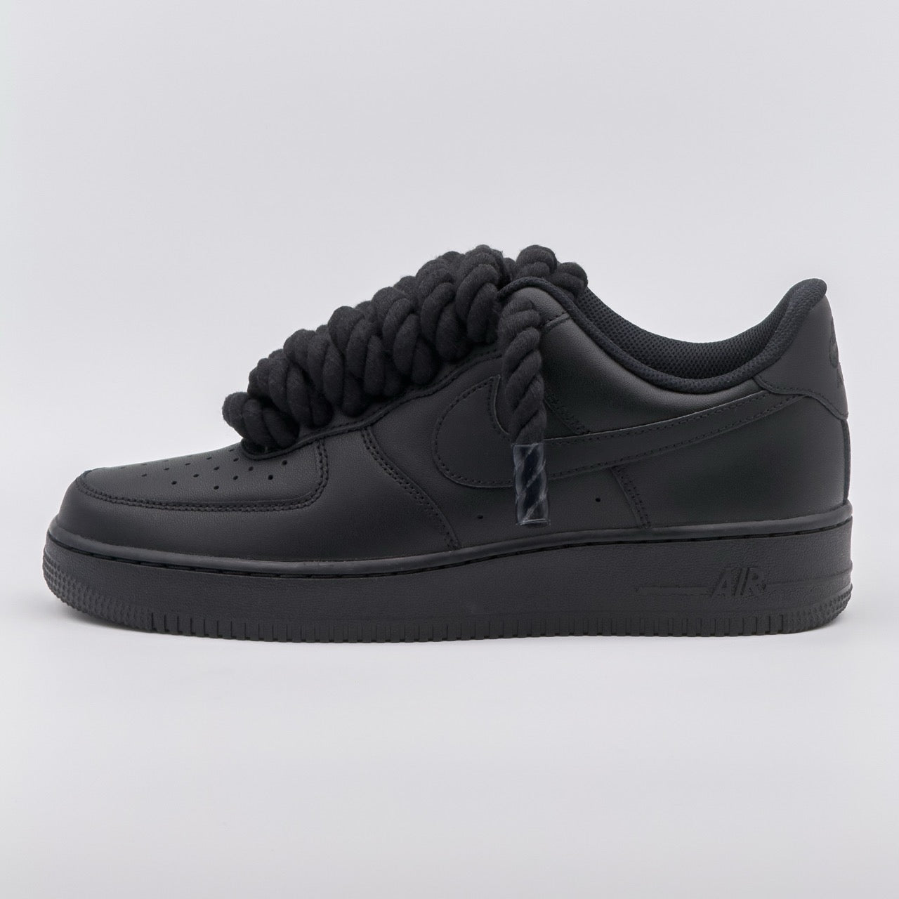 Custom Sneaker Nike Air Force 1 Rope Laces - Black on Black