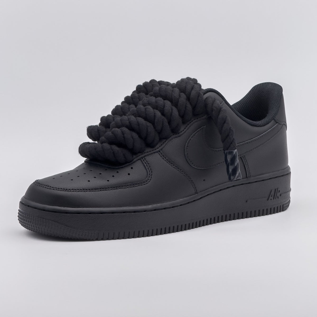 Custom Sneaker Nike Air Force 1 Rope Laces - Black on Black