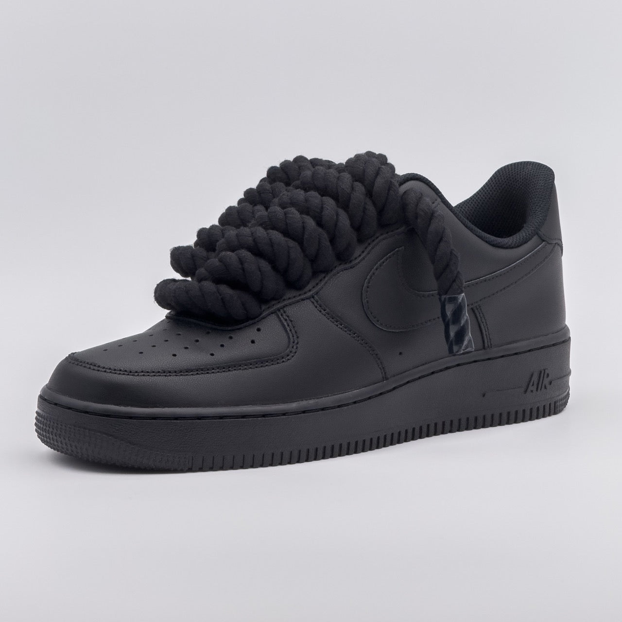 Custom Sneaker Nike Air Force 1 Rope Laces - Black on Black