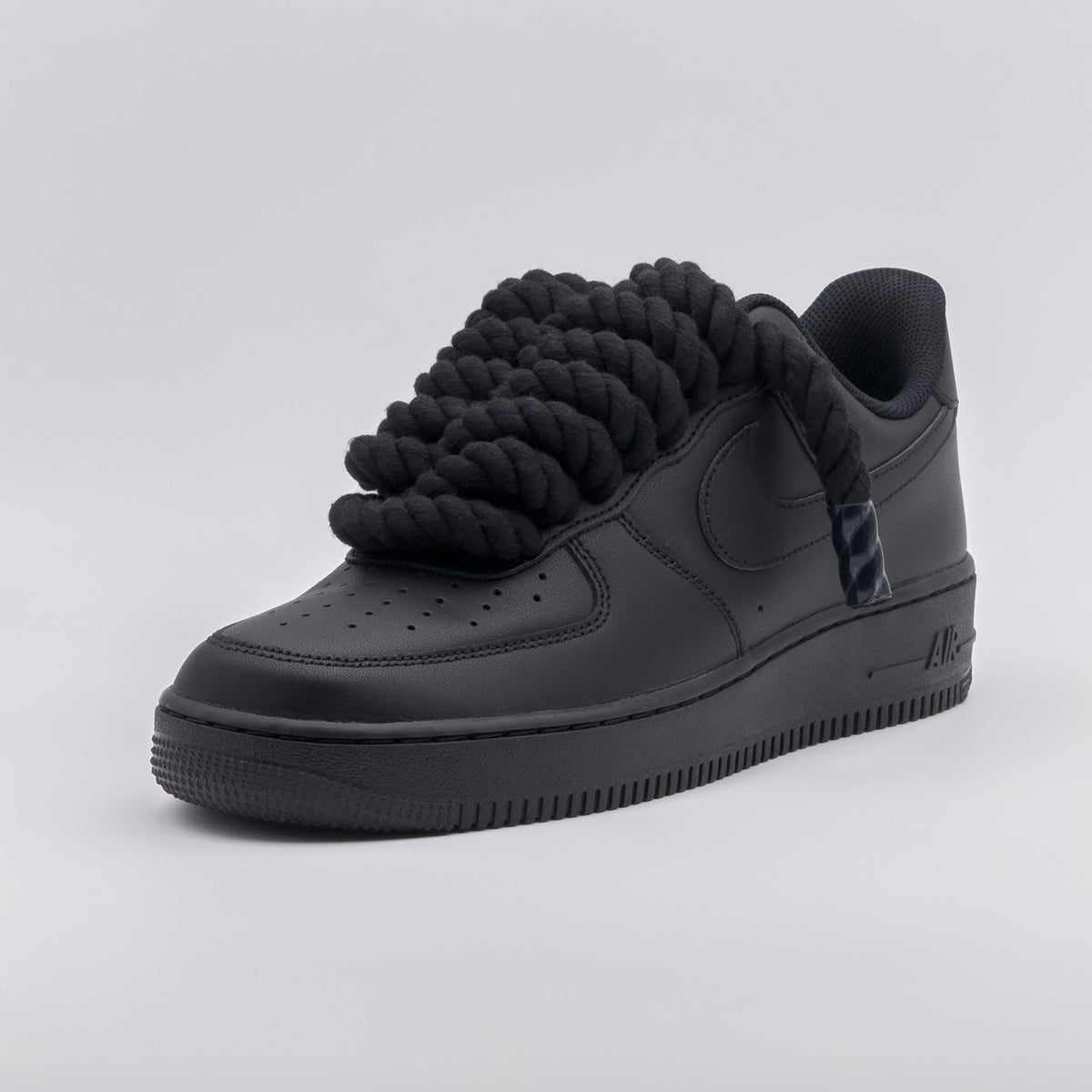 Custom Sneaker Nike Air Force 1 Rope Laces - Black on Black