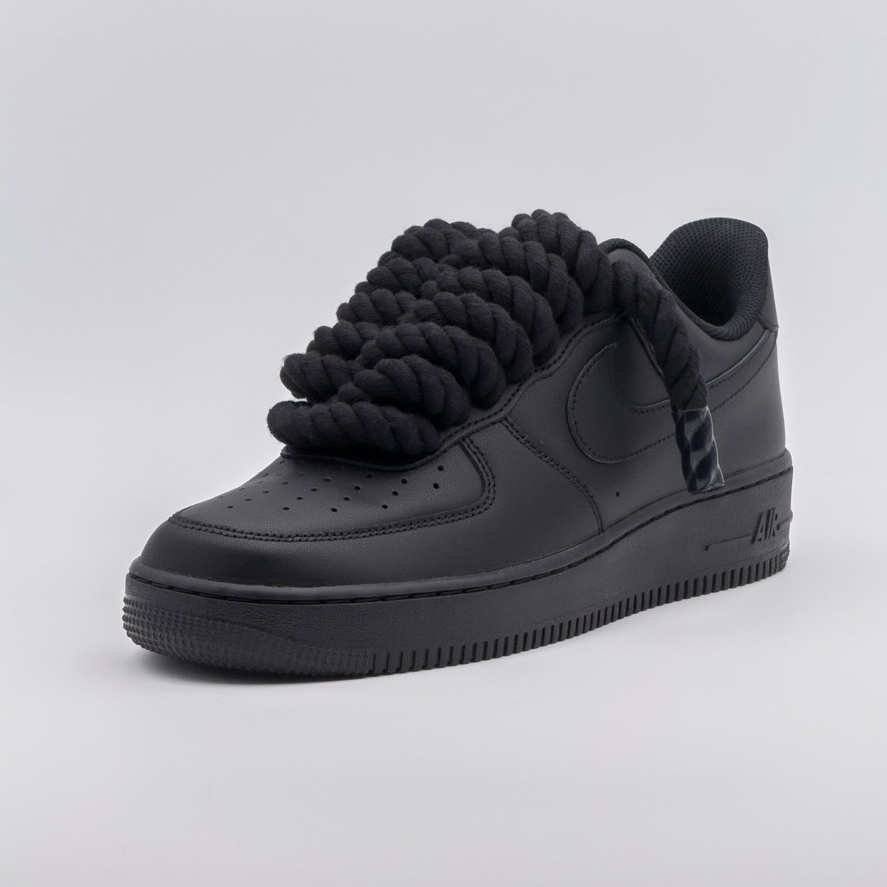 Custom Sneaker Nike Air Force 1 Rope Laces - Black on Black