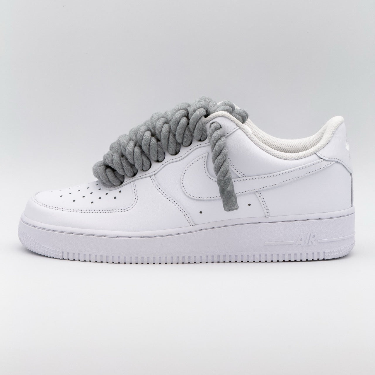 Custom Sneaker Nike Air Force 1 Rope Laces - Grau