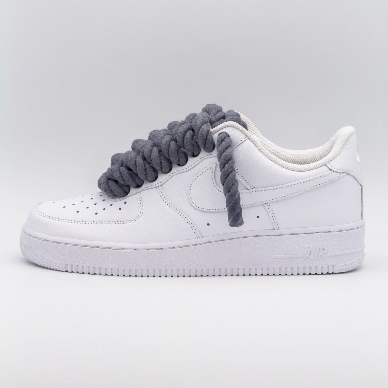 Custom Sneaker Nike Air Force 1 Rope Laces - Dunkelgrau