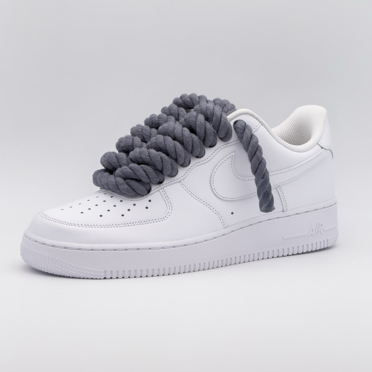 Custom Sneaker Nike Air Force Rope Laces Dunkelgrau