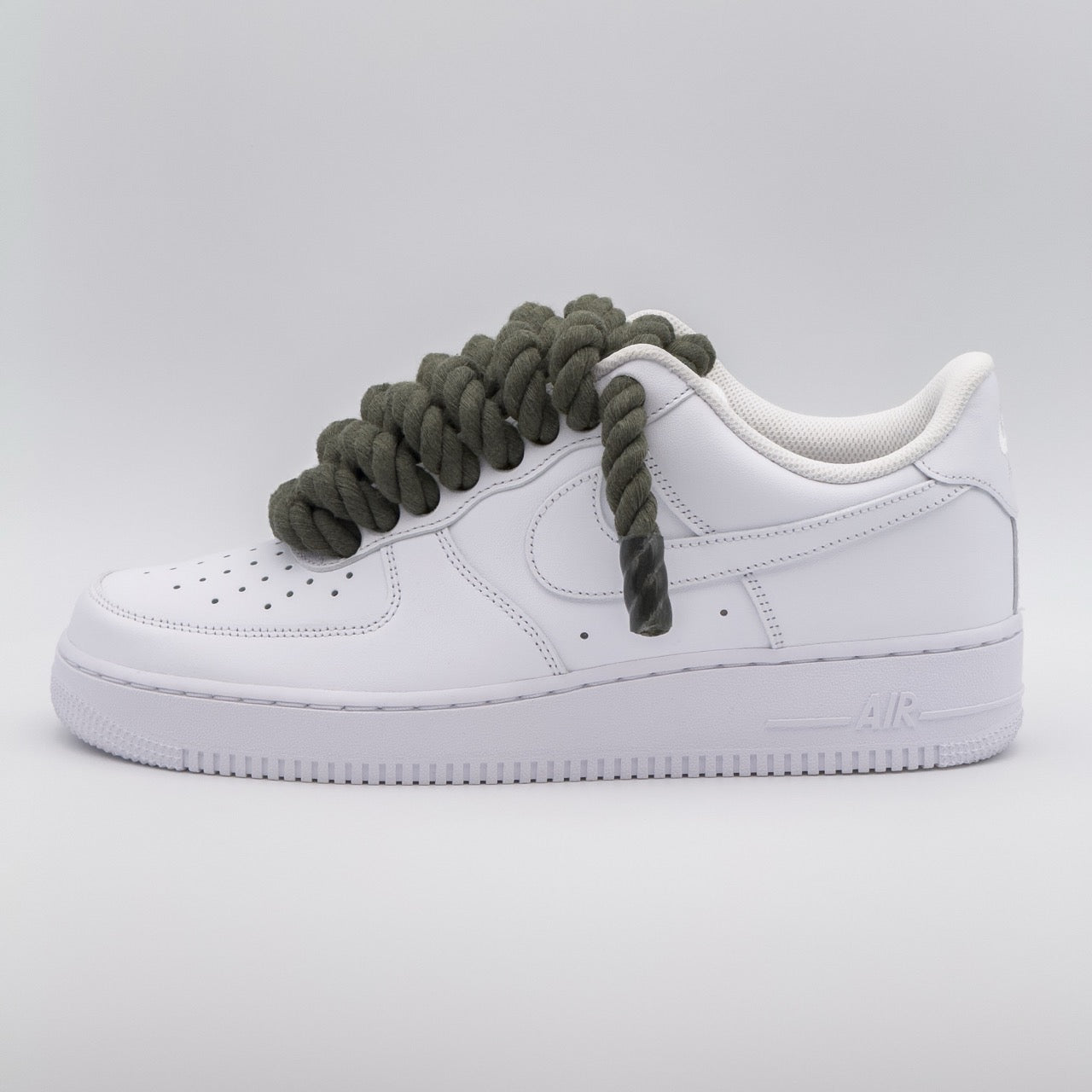 Custom Sneaker Nike Air Force 1 Rope Laces - Dunkles Khaki/Olivgrün