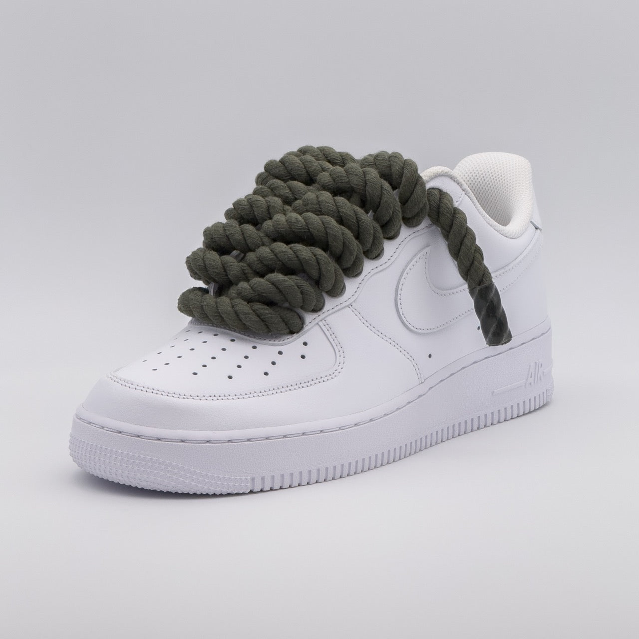 Custom Sneaker Nike Air Force 1 Rope Laces - Dunkles Khaki/Olivgrün
