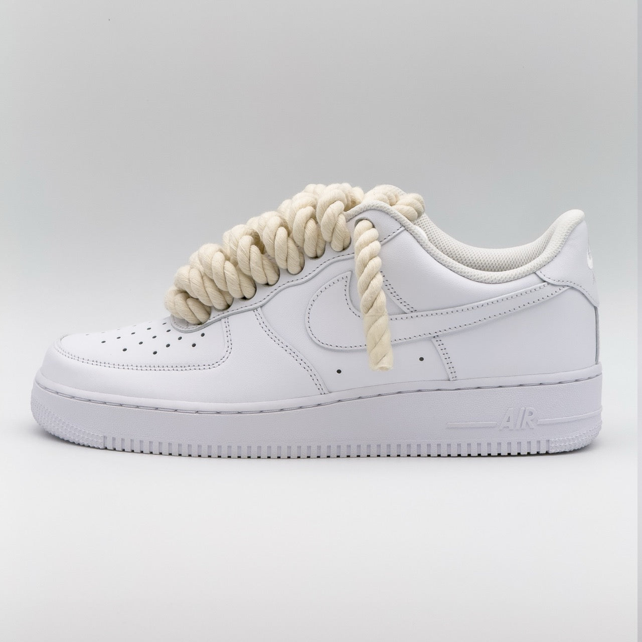 Custom Sneaker Nike Air Force 1 Rope Laces - Helles Beige