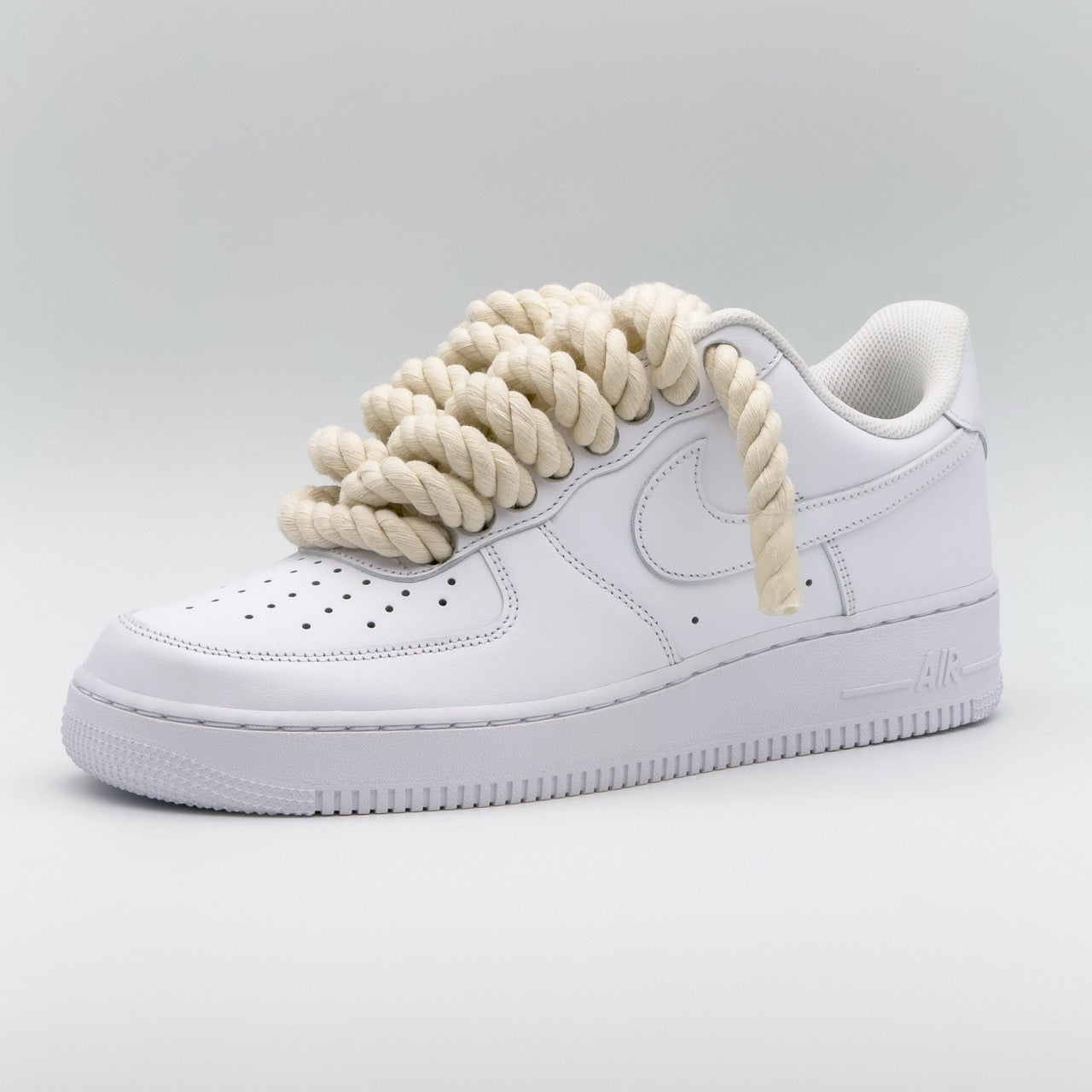 Custom Sneaker Nike Air Force Rope Laces Helles Beige