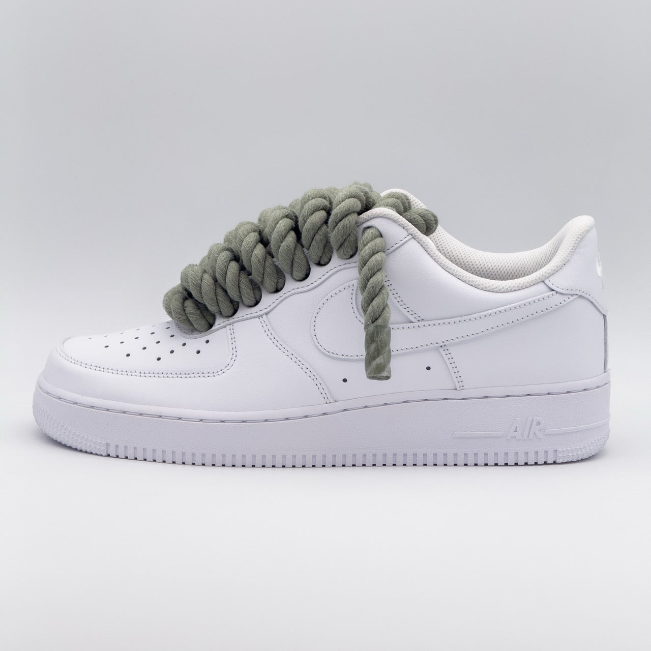 Custom Sneaker Nike Air Force 1 Rope Laces - Helles Khaki/Olivgrün