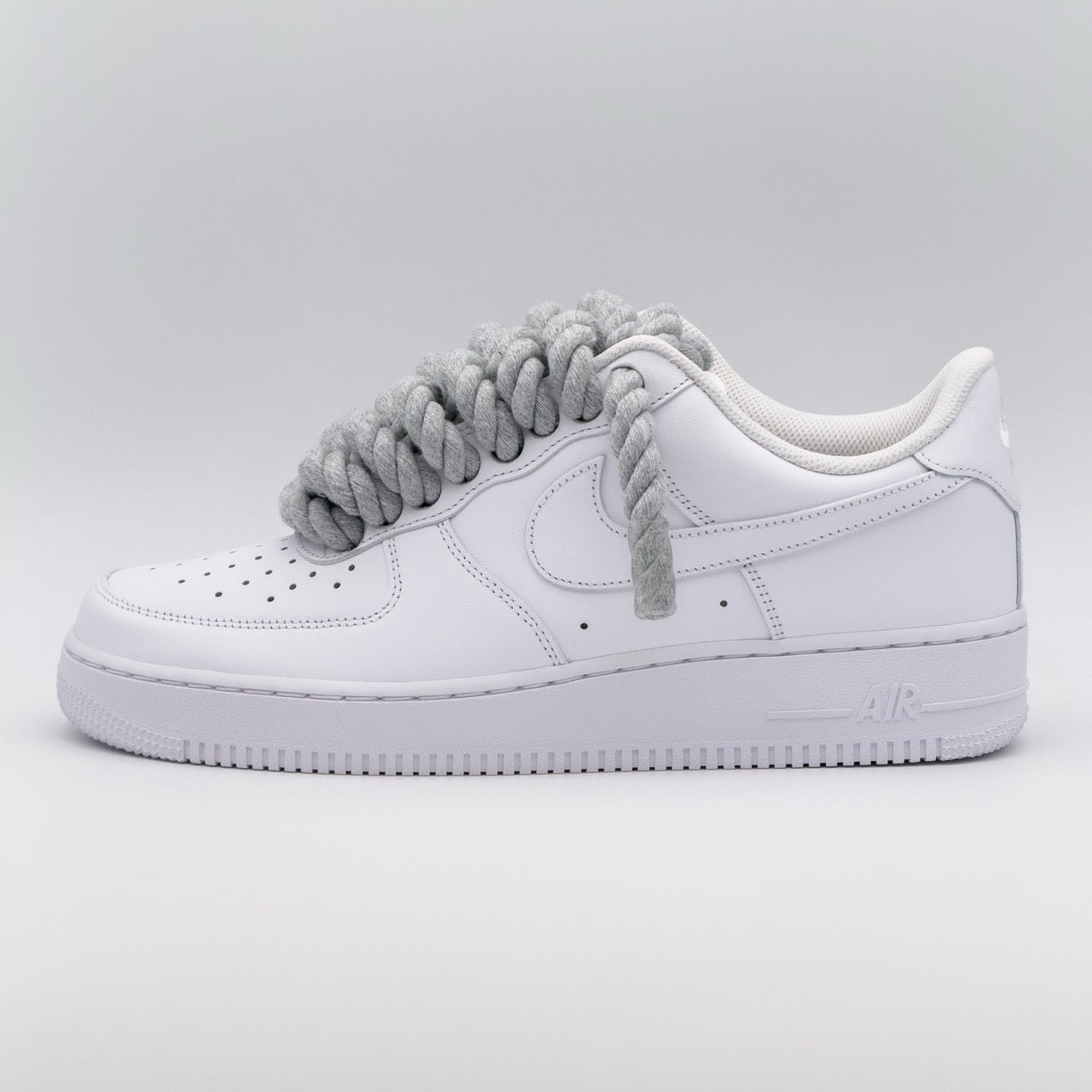 Custom Sneaker Nike Air Force 1 Rope Laces - Hellgrau