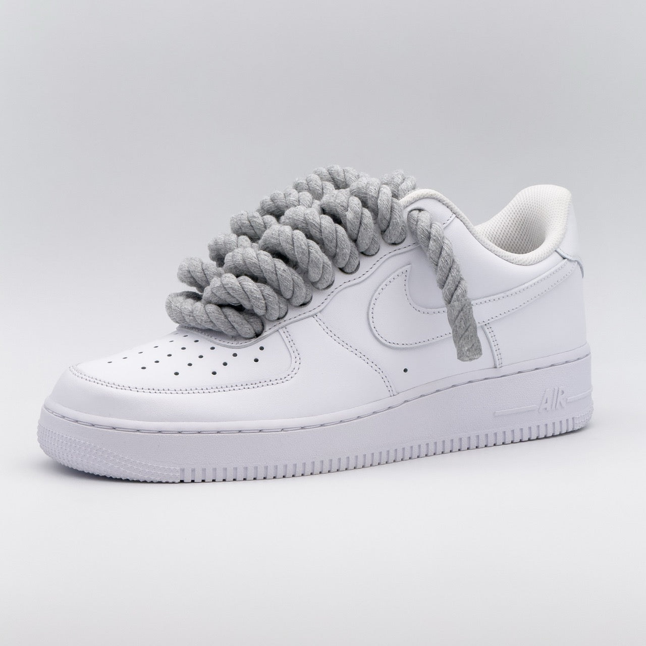 Custom Sneaker Nike Air Force 1 Rope Laces - Hellgrau