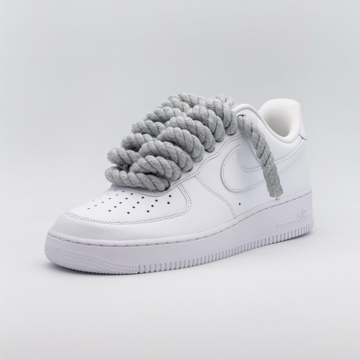 Custom Sneaker Nike Air Force 1 Rope Laces - Hellgrau