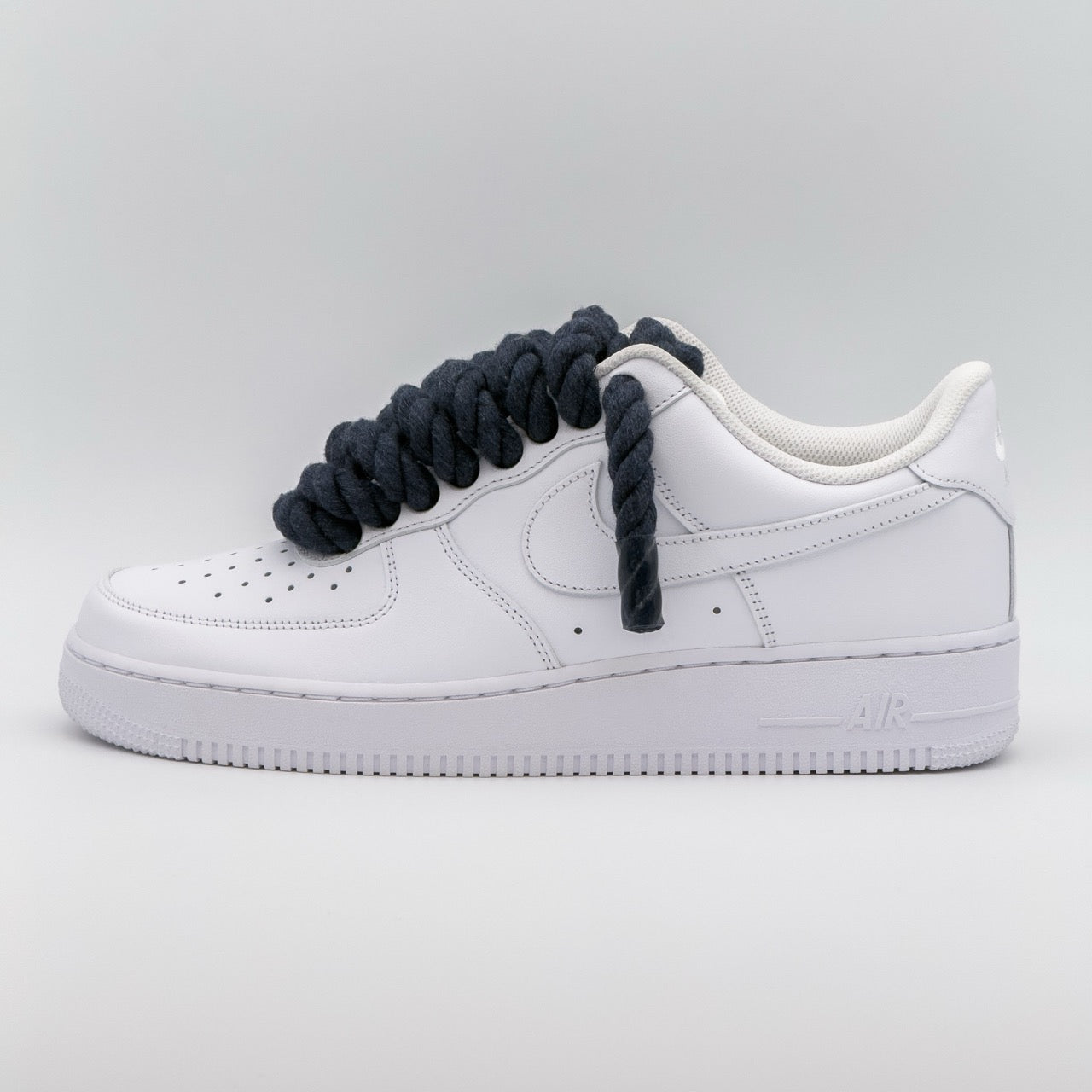 Custom Sneaker Nike Air Force 1 Rope Laces - Marineblau
