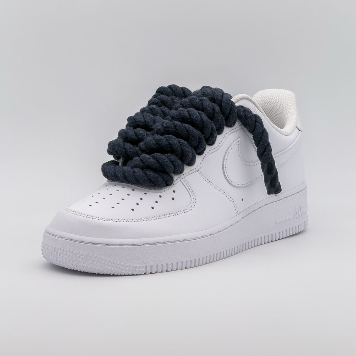 Custom Sneaker Nike Air Force 1 Rope Laces - Marineblau