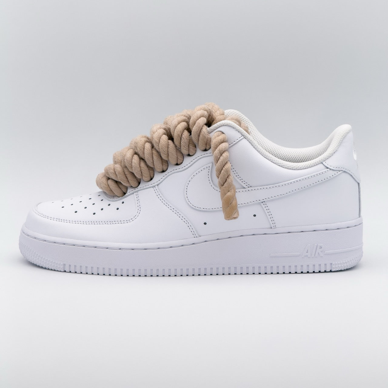 Custom Sneaker Nike Air Force 1 Rope Laces - Cappuccino