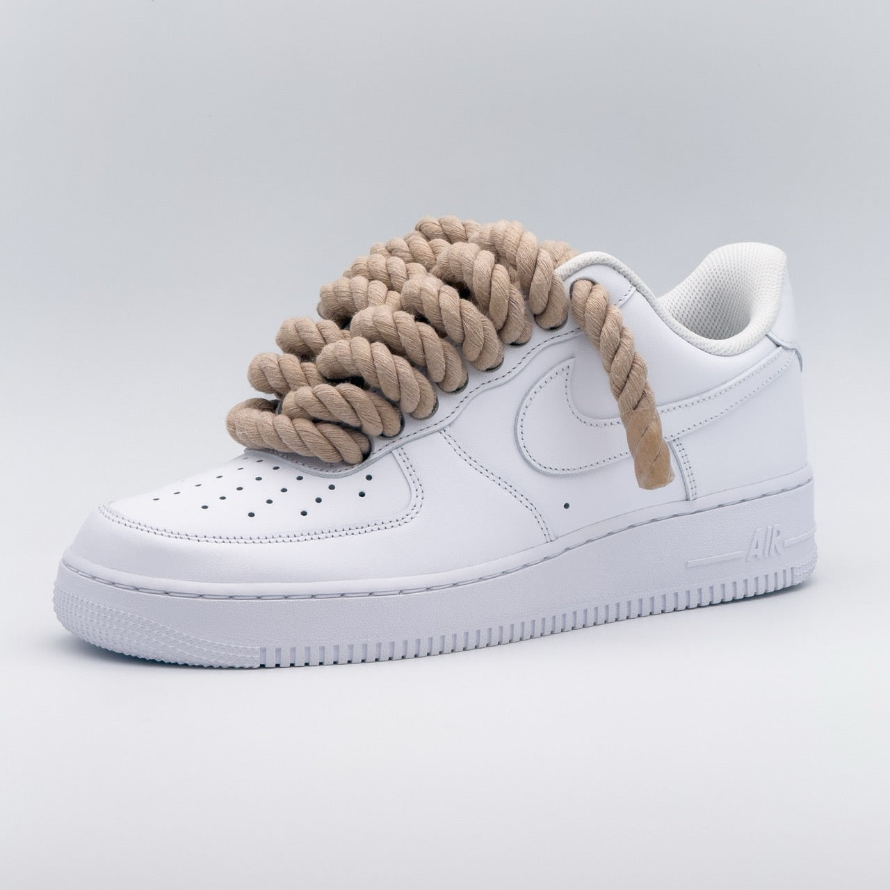Custom Sneaker Nike Air Force 1 Rope Laces - Cappuccino