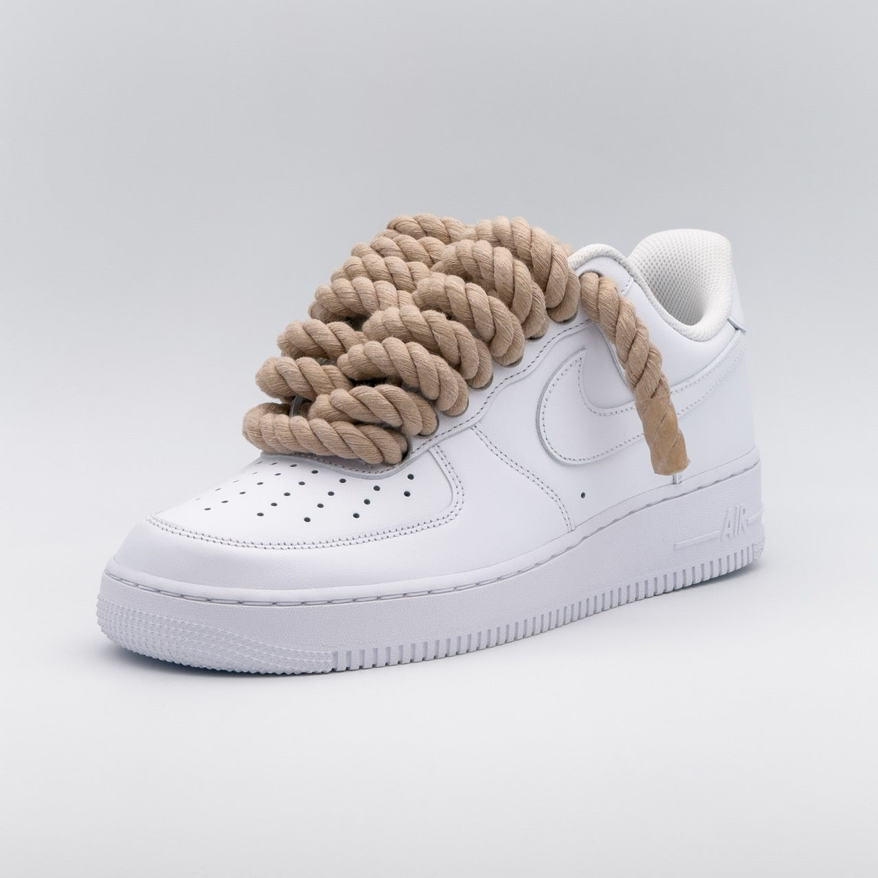 Custom Sneaker Nike Air Force 1 Rope Laces - Cappuccino