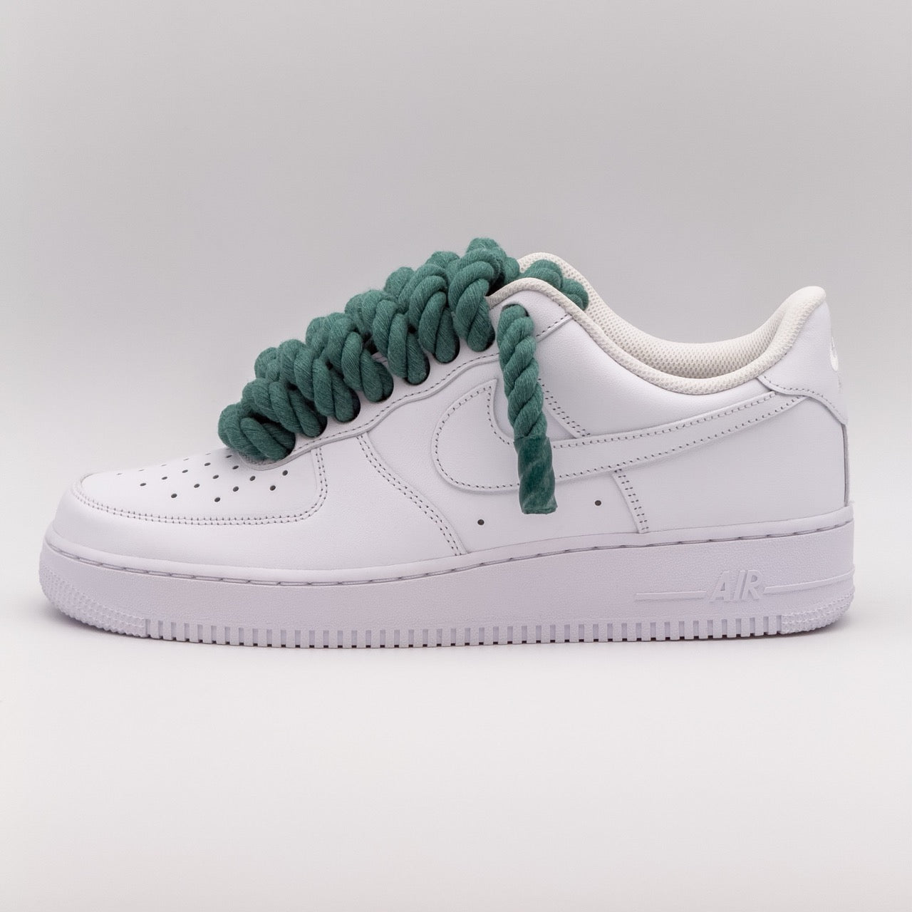 Custom Sneaker Nike Air Force 1 Rope Laces - Ozeangrün