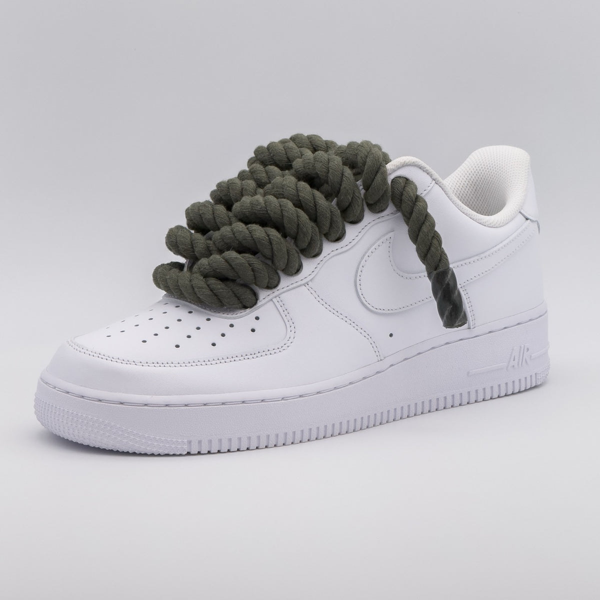 Custom Sneaker Nike Air Force 1 Rope Laces - Dunkles Khaki/Olivgrün