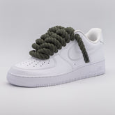 Custom Sneaker Nike Air Force 1 Rope Laces - Dunkles Khaki/Olivgrün