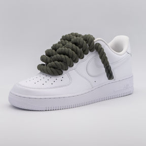 Custom Sneaker Nike Air Force 1 Rope Laces - Dunkles Khaki/Olivgrün