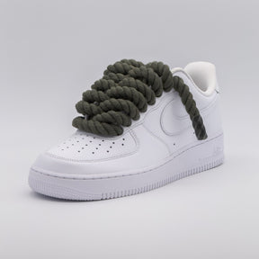 Custom Sneaker Nike Air Force 1 Rope Laces - Dunkles Khaki/Olivgrün