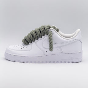 Custom Sneaker Nike Air Force 1 Rope Laces - Helles Khaki/Olivgrün