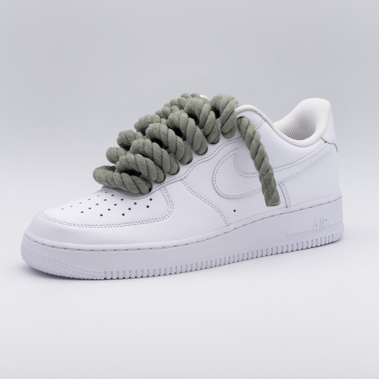 Custom Sneaker Nike Air Force 1 Rope Laces - Helles Khaki/Olivgrün