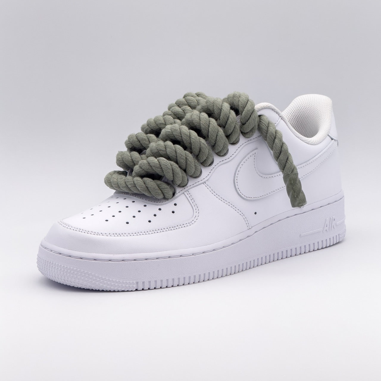 Custom Sneaker Nike Air Force 1 Rope Laces - Helles Khaki/Olivgrün