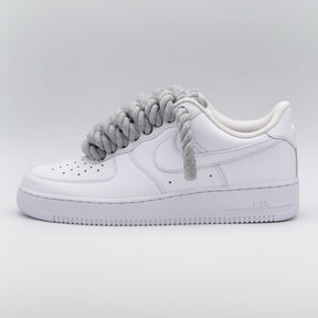 Custom Sneaker Nike Air Force 1 Rope Laces - Hellgrau