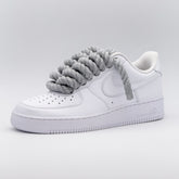 Custom Sneaker Nike Air Force 1 Rope Laces - Hellgrau