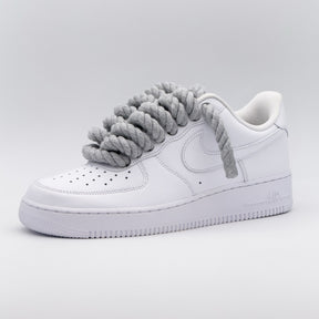 Custom Sneaker Nike Air Force 1 Rope Laces - Hellgrau