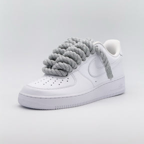 Custom Sneaker Nike Air Force 1 Rope Laces - Hellgrau