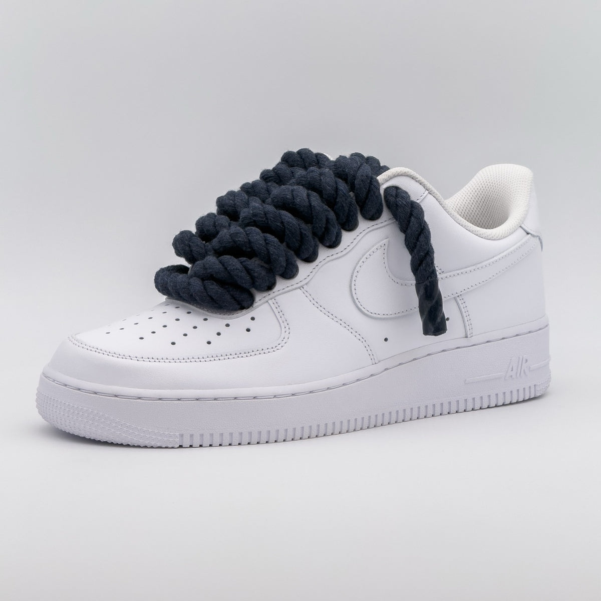 Custom Sneaker Nike Air Force 1 Rope Laces - Marineblau