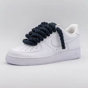 Custom Sneaker Nike Air Force 1 Rope Laces - Marineblau